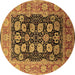 Round Oriental Brown Industrial Rug, urb823brn