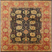 Square Mid-Century Modern Saffron Red Oriental Rug, urb823