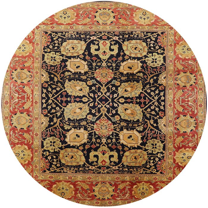Round Machine Washable Industrial Modern Saffron Red Rug, wshurb823