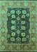 Machine Washable Oriental Turquoise Industrial Area Rugs, wshurb823turq