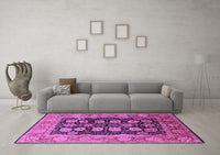 Machine Washable Oriental Purple Industrial Rug, wshurb823pur