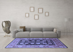 Machine Washable Oriental Blue Industrial Rug in a Living Room, wshurb823blu