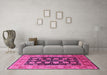 Machine Washable Oriental Pink Industrial Rug in a Living Room, wshurb823pnk