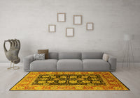 Machine Washable Oriental Yellow Industrial Rug, wshurb823yw