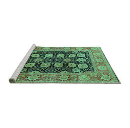 Sideview of Machine Washable Oriental Turquoise Industrial Area Rugs, wshurb823turq