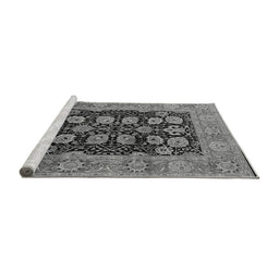 Sideview of Machine Washable Oriental Gray Industrial Rug, wshurb823gry