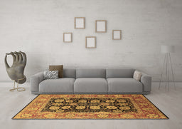 Machine Washable Oriental Brown Industrial Rug in a Living Room,, wshurb823brn