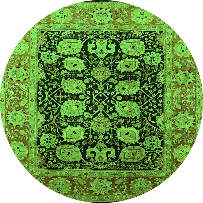 Round Oriental Green Industrial Rug, urb823grn