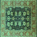 Square Oriental Turquoise Industrial Rug, urb823turq