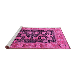 Sideview of Machine Washable Oriental Pink Industrial Rug, wshurb823pnk