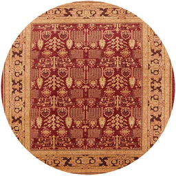 Round Machine Washable Industrial Modern Red Rug, wshurb824