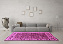Machine Washable Oriental Purple Industrial Area Rugs in a Living Room, wshurb824pur