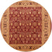 Round Mid-Century Modern Red Oriental Rug, urb824