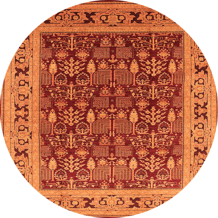 Round Oriental Orange Industrial Rug, urb824org