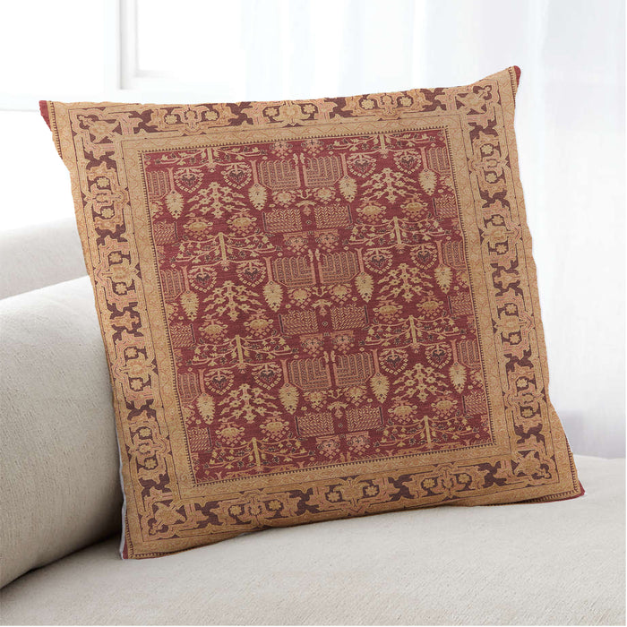 Lifestyle Image of Mid-Century Modern Urban Square Red Throw Pillow, 18 inch by 18 inch, pwurb824
