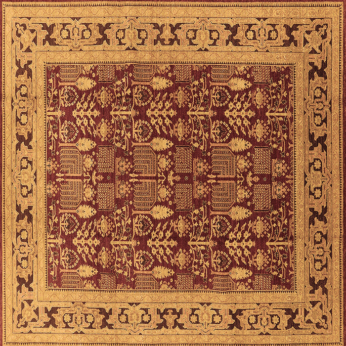 Square Machine Washable Oriental Brown Industrial Rug, wshurb824brn