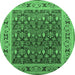 Round Machine Washable Oriental Emerald Green Industrial Area Rugs, wshurb824emgrn