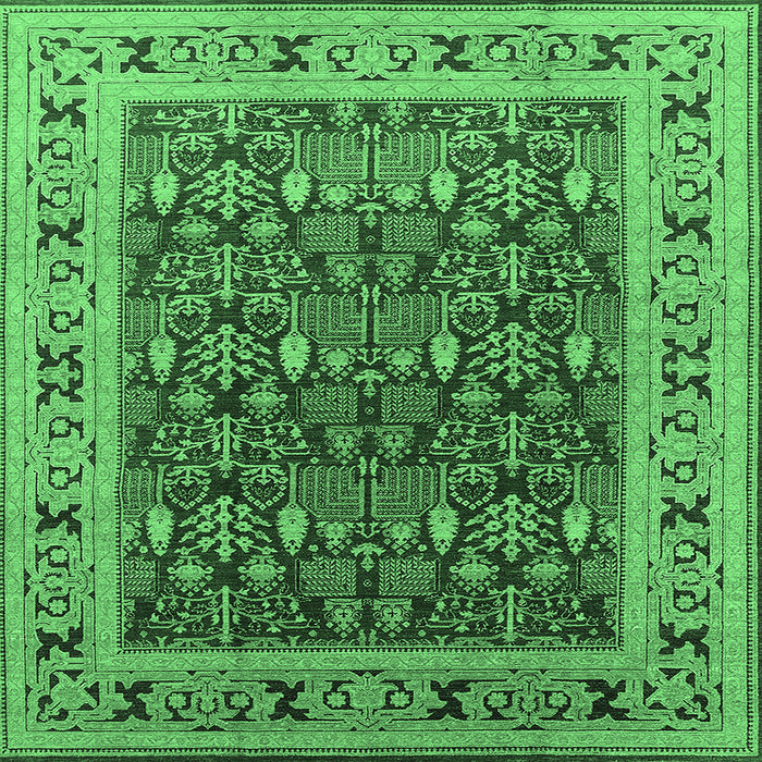 Square Oriental Emerald Green Industrial Rug, urb824emgrn