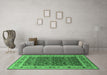 Machine Washable Oriental Emerald Green Industrial Area Rugs in a Living Room,, wshurb824emgrn