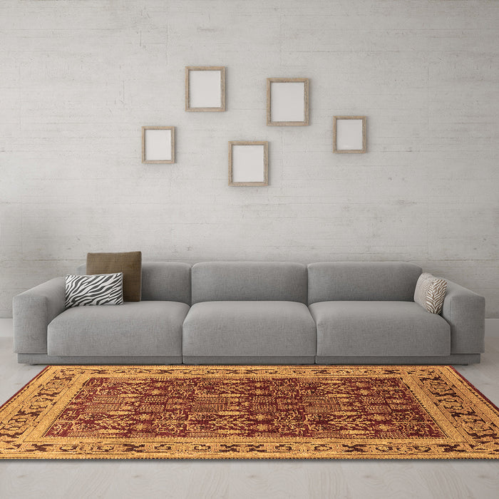 Machine Washable Oriental Brown Industrial Rug in a Living Room,, wshurb824brn