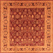 Square Machine Washable Oriental Orange Industrial Area Rugs, wshurb824org