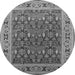 Round Machine Washable Oriental Gray Industrial Rug, wshurb824gry