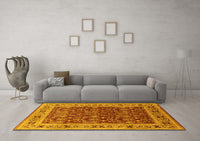 Machine Washable Oriental Yellow Industrial Rug, wshurb824yw