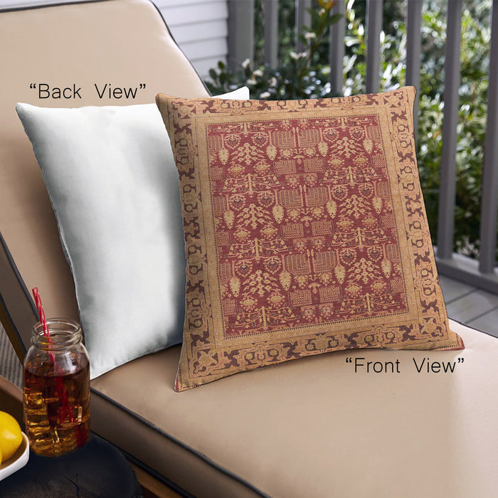 Front View of Mid-Century Modern Urban Square Red Throw Pillow, 18 inch by 18 inch, pwurb824