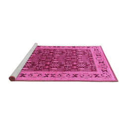 Sideview of Machine Washable Oriental Pink Industrial Rug, wshurb824pnk