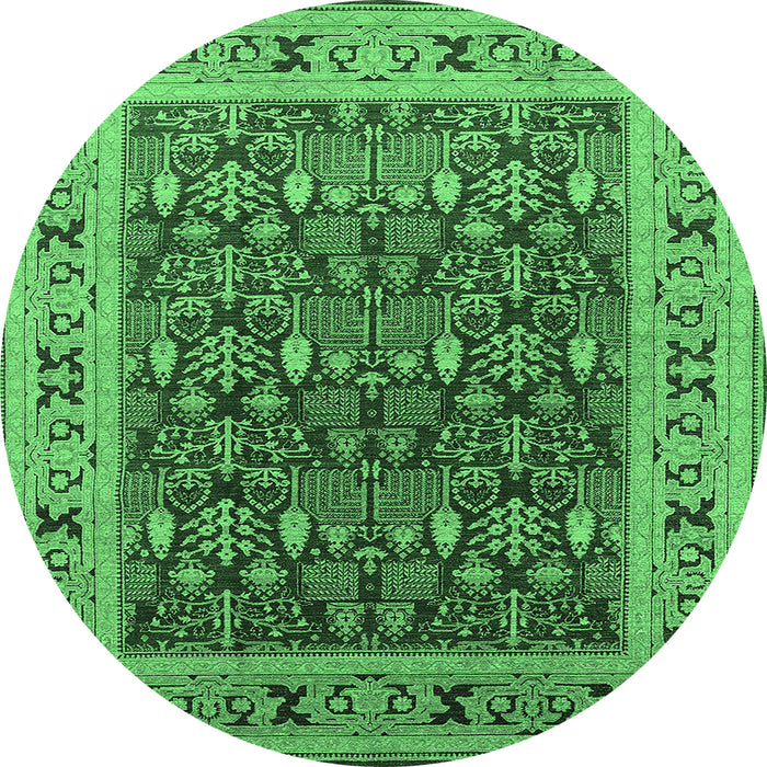 Round Oriental Emerald Green Industrial Rug, urb824emgrn