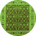 Round Oriental Green Industrial Rug, urb824grn