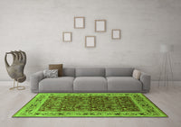 Machine Washable Oriental Green Industrial Rug, wshurb824grn