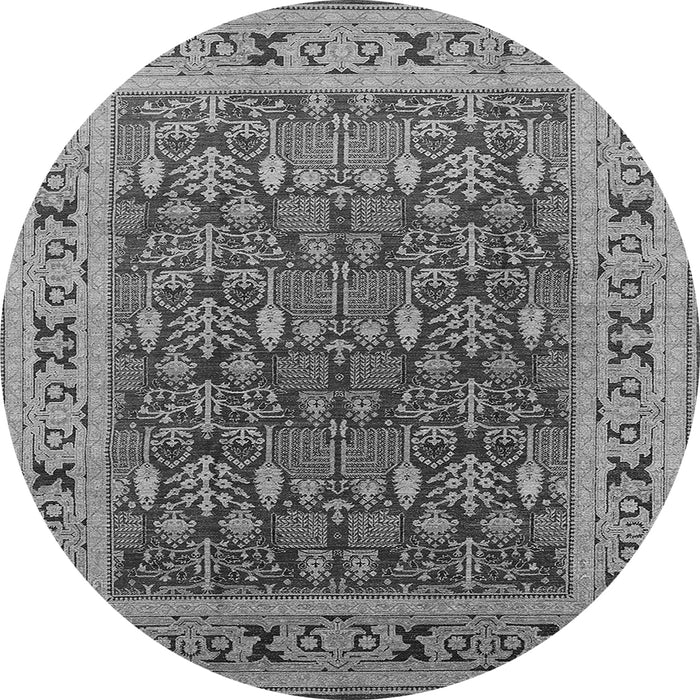 Round Oriental Gray Industrial Rug, urb824gry