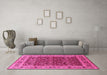 Machine Washable Oriental Pink Industrial Rug in a Living Room, wshurb824pnk