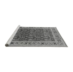 Sideview of Machine Washable Oriental Gray Industrial Rug, wshurb824gry
