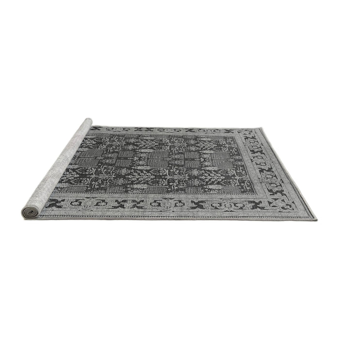 Sideview of Machine Washable Oriental Gray Industrial Rug, wshurb824gry