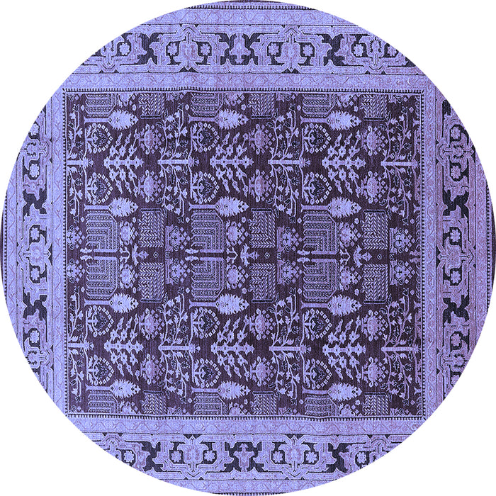 Round Oriental Blue Industrial Rug, urb824blu
