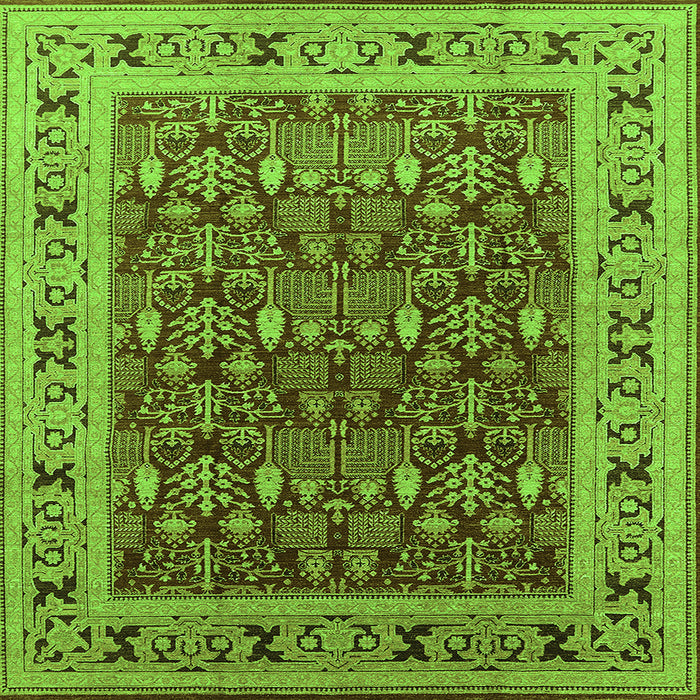 Square Oriental Green Industrial Rug, urb824grn