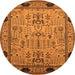 Round Oriental Orange Industrial Rug, urb825org