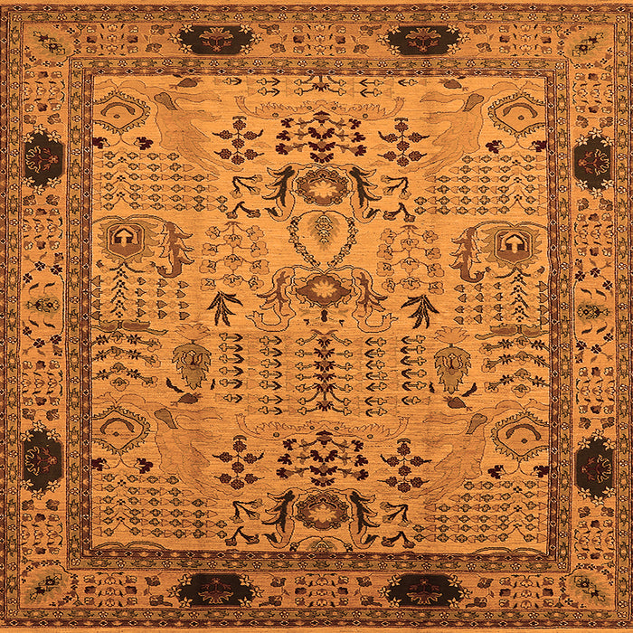 Square Machine Washable Oriental Orange Industrial Area Rugs, wshurb825org