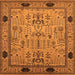 Square Machine Washable Oriental Orange Industrial Area Rugs, wshurb825org