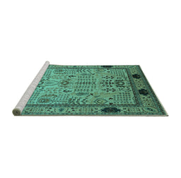 Sideview of Machine Washable Oriental Turquoise Industrial Area Rugs, wshurb825turq