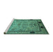 Sideview of Machine Washable Oriental Turquoise Industrial Area Rugs, wshurb825turq