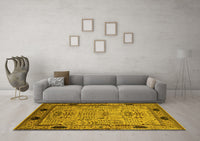 Machine Washable Oriental Yellow Industrial Rug, wshurb825yw