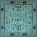 Square Machine Washable Oriental Light Blue Industrial Rug, wshurb825lblu