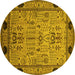 Round Oriental Yellow Industrial Rug, urb825yw