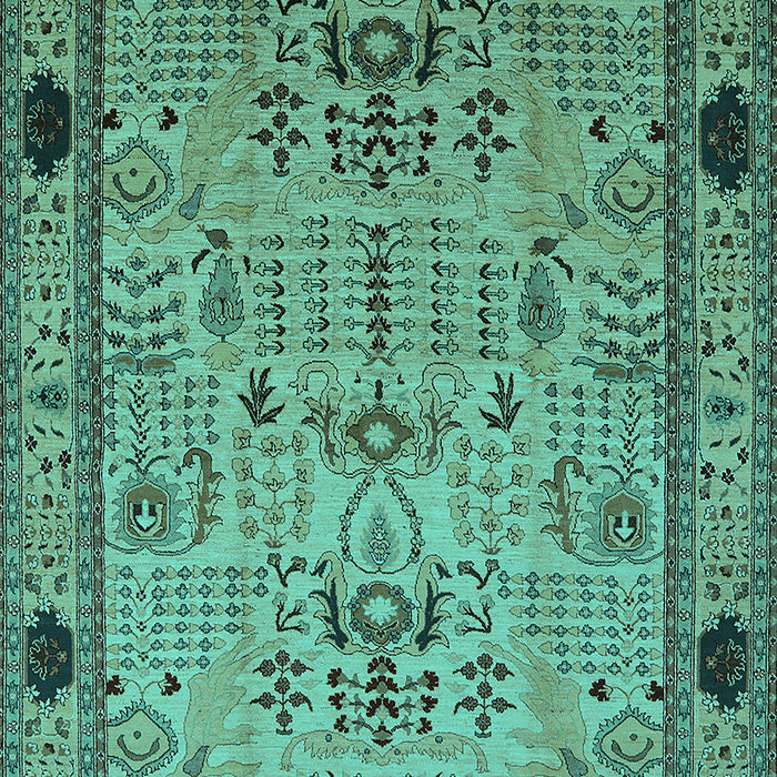 Machine Washable Oriental Turquoise Industrial Area Rugs, wshurb825turq