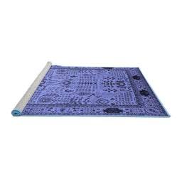Sideview of Machine Washable Oriental Blue Industrial Rug, wshurb825blu