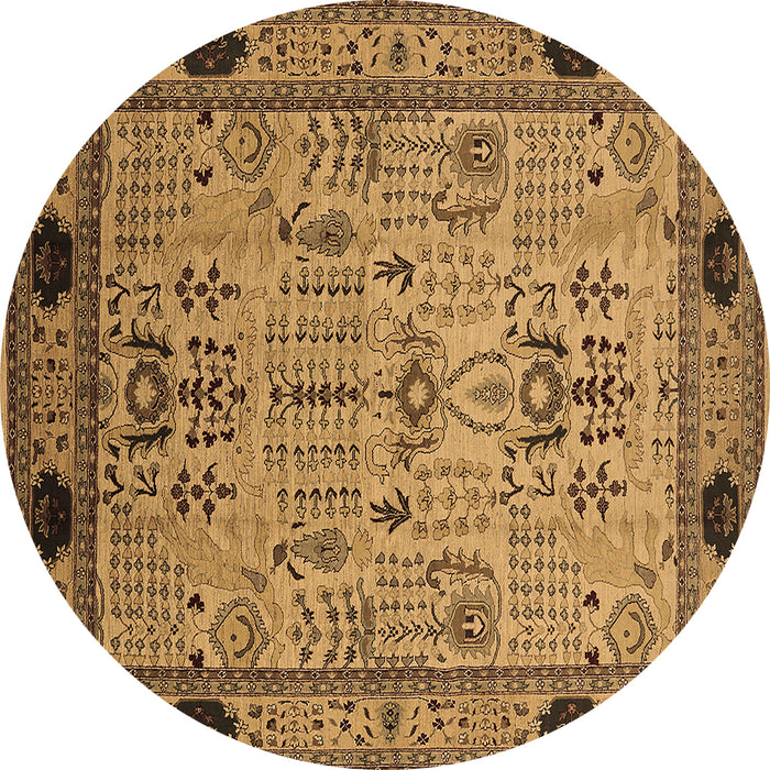Round Oriental Brown Industrial Rug, urb825brn