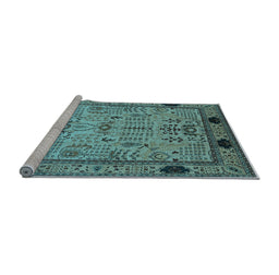 Sideview of Machine Washable Oriental Light Blue Industrial Rug, wshurb825lblu